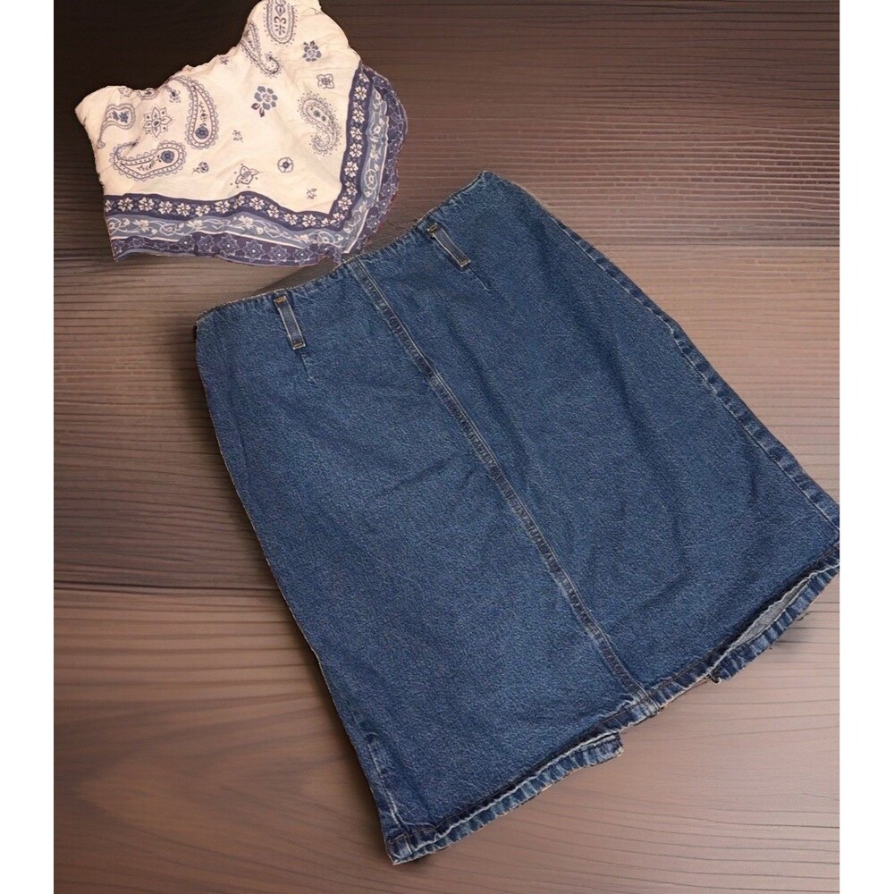 Y2K 90s Vtg Crossroads Denim Skirt With Belt Loops And Back Slit Light Academia